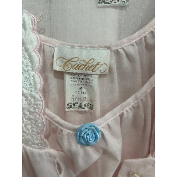 Vintage Cachet Pink Floral Embroidered Nightgown Set - Picture 7 of 12